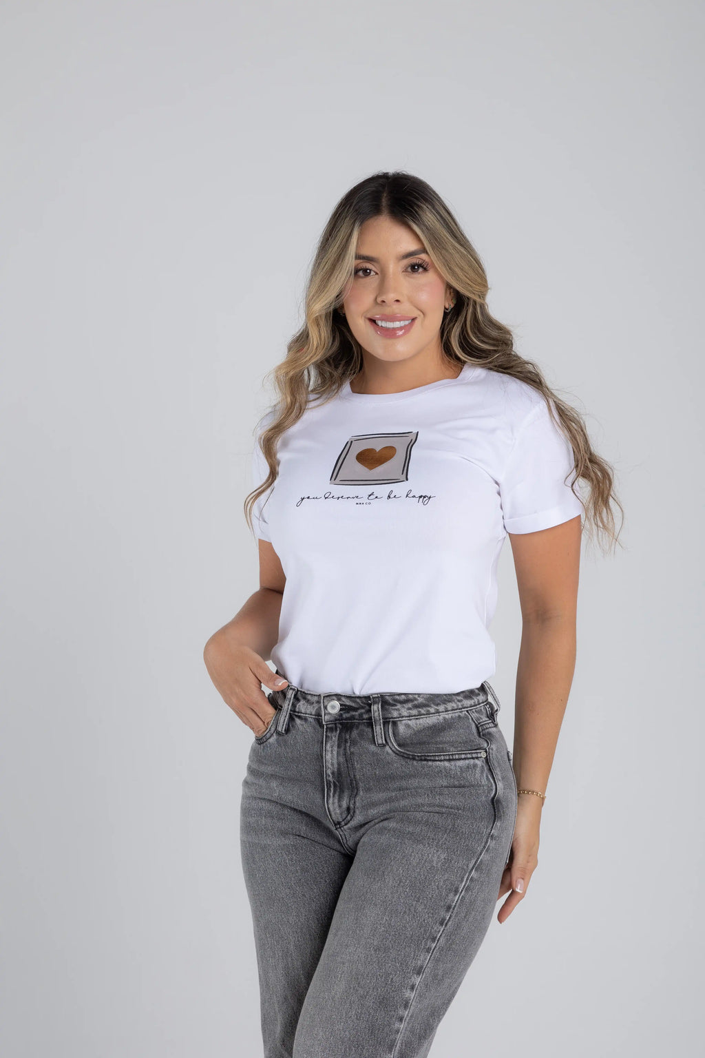 CAMISETA CORAZÓN EN CUADRO