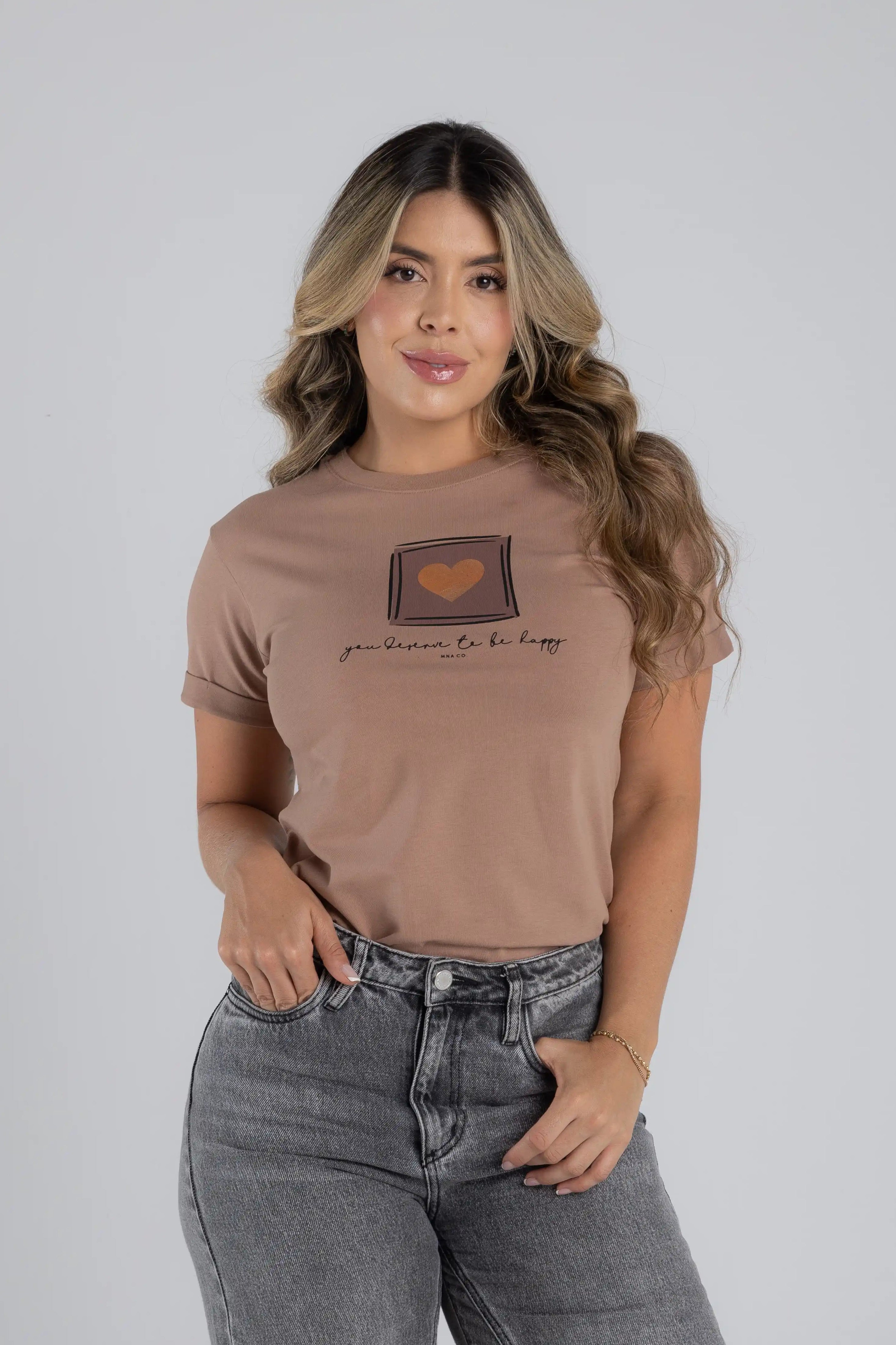 CAMISETA CORAZÓN EN CUADRO