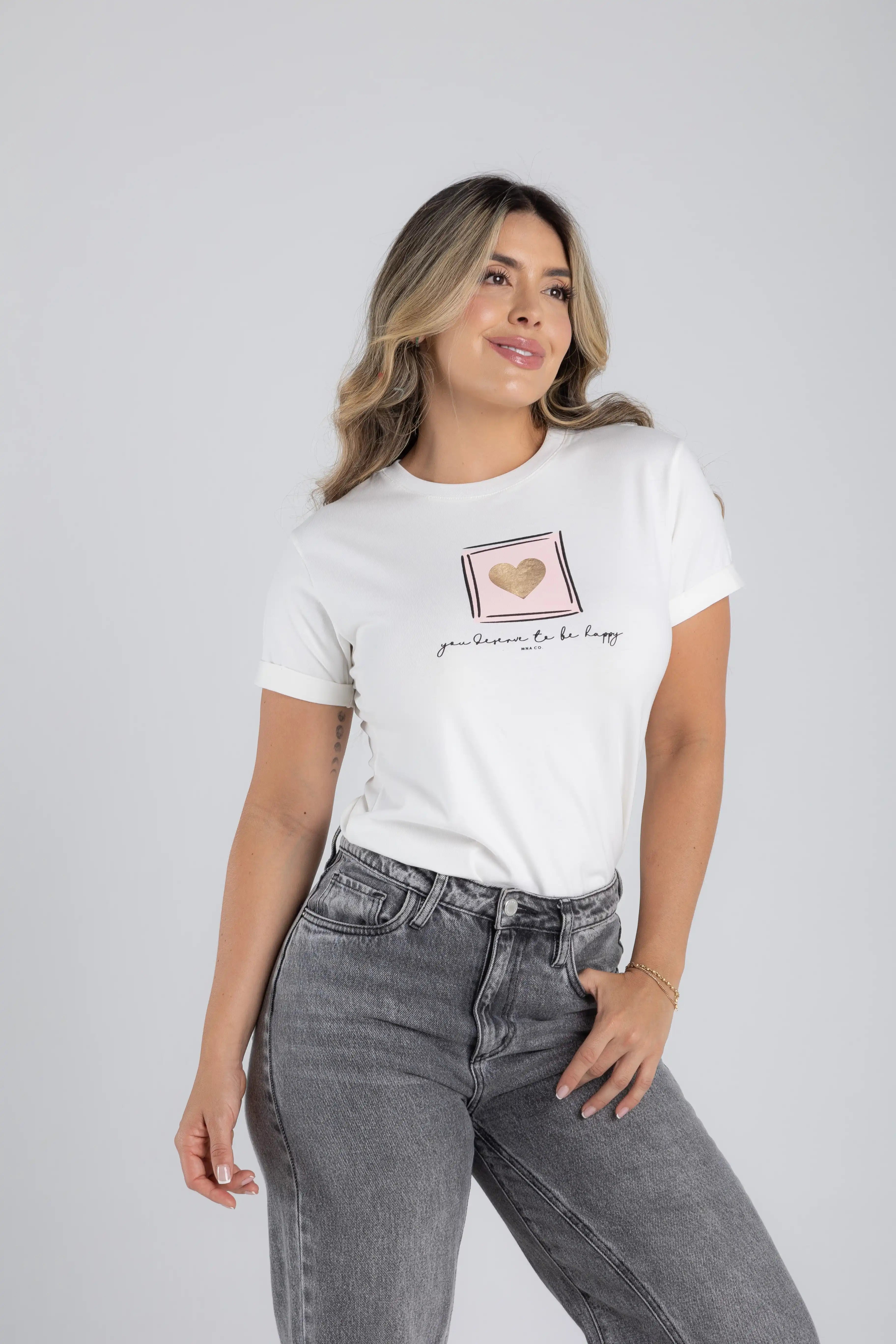 CAMISETA CORAZÓN EN CUADRO