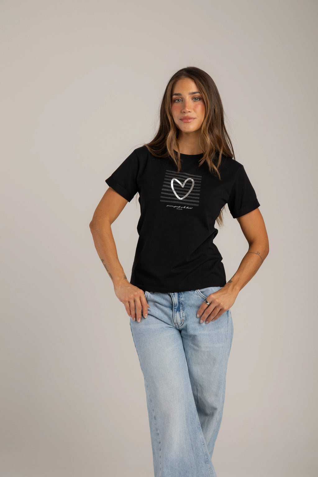 CAMISETA CORAZÓN RAYAS
